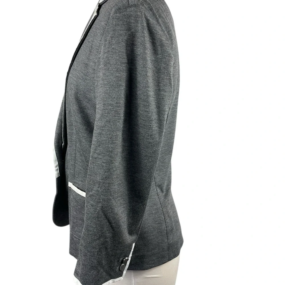 Banana‎ Republic Charcoal Blazer with Ivory Border Accents, Size 10